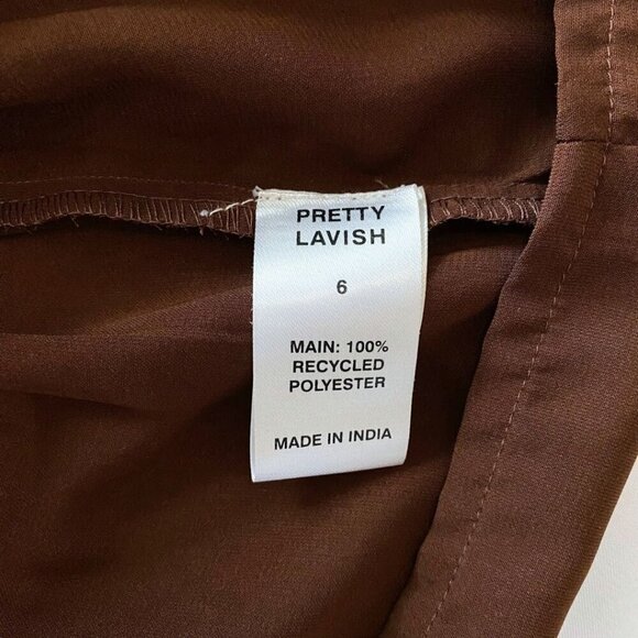 PRETTY LAVISH LUCILLE MINI SHIRRED DRESS IN BROWN - 6 - Picture 11 of 11